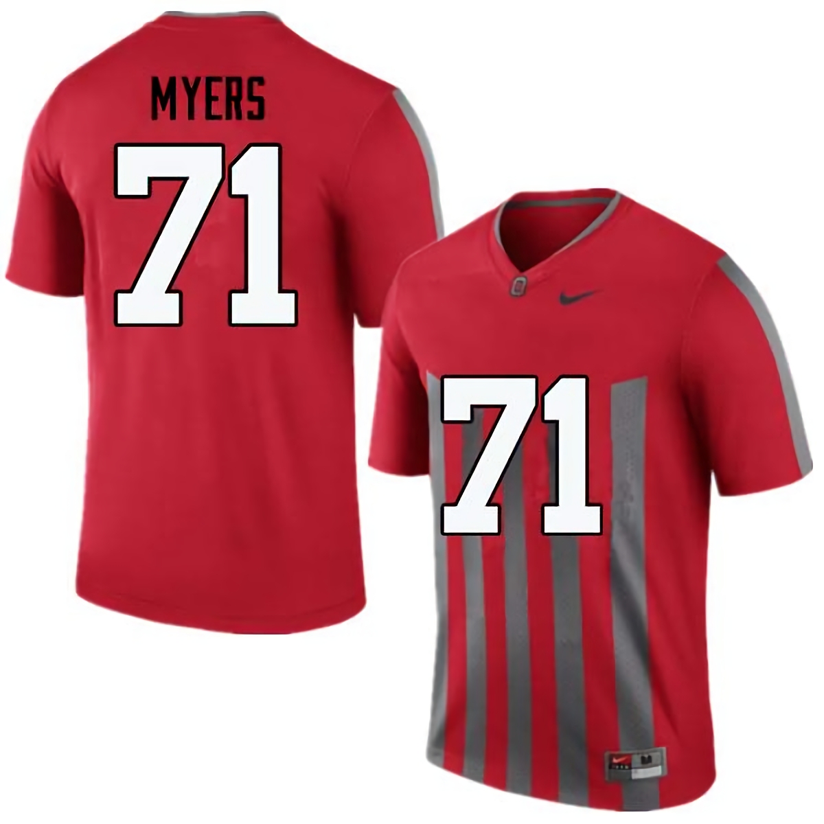 Josh Myers Ohio State Buckeyes Men's NCAA #71 Nike Throwback Red College Stitched Football Jersey XBF1056KA